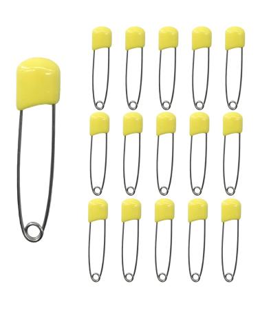 Ruidee 50 Pieces 2.2 Inch Diaper Pins Safety Pins Plastic Head Diaper Pins with Locking Clasp (Yellow)