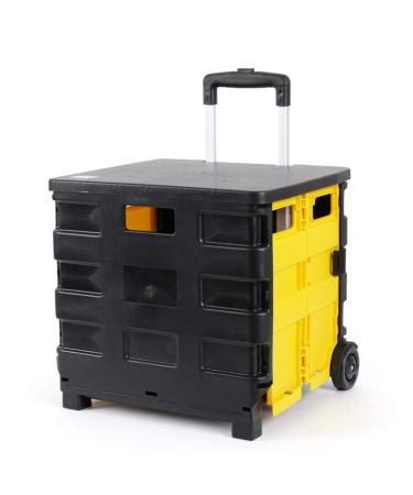 Cart Two-Wheeled Collapsible Handcart with Blue Lid Rolling Utility Cart with Seat Heavy Duty Lightweight Convenient and Practical