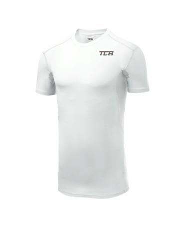 TCA Boys' HyperFusion Compression Base Layer Top Short Sleeve Under Shirt White 12-14 Years