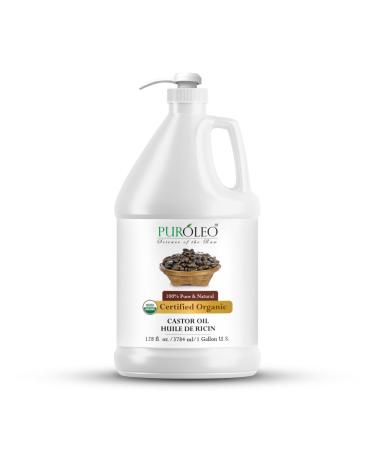 PUROLEO Organic Certified USDA Castor Oil 128 Fl Oz/3785 ML (Packed in Canada) 100% Pure & Natural Oil for Hair Lashes Brows & Beard Use for Eyelash Serum Hair Serum or DIY Beauty 14.22 Fl Oz (Pack of 9)