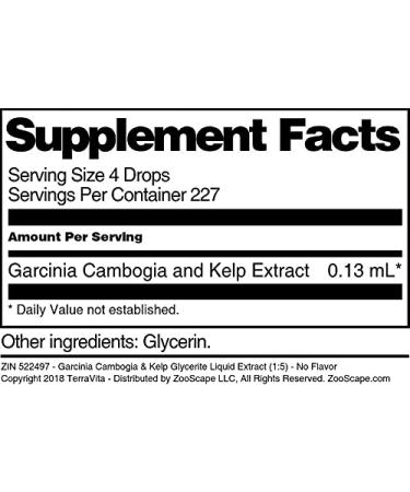 Garcinia Cambogia & Kelp Glycerite Liquid Extract - 1 oz (No Flavor) | Buy Internationally - Buy Online on GoSupps.com