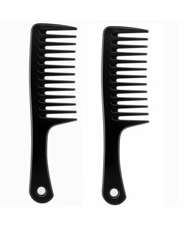 Anti-static wide tooth comb beauty salon shampoo comb suitable for thick long hair and curly hair (Two black)