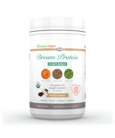Greens First Dream Protein Plant Based USDA Organic Dietary Supplement Vegan Protein Powder Nutritional Vanilla