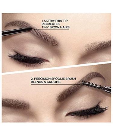 L'Oreal Paris Brow Stylist Definer Pencil - Waterproof  Ultra-Fine  Ash Brown - Fills Sparse Areas & Draws Tiny Brow Hairs 0.003 Fl Oz - Buy Online on GoSupps.com
