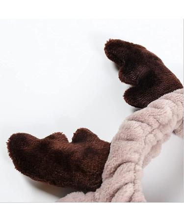 Reindeer Ear Headband Spa Headbands Cute Elk Hair Bands for Shower Yoga Makeup Face-washing Facial Head Wraps Elastic Headbands for Girls Women Ladies Boys Men Kids White brown - Buy Online on GoSupps.com