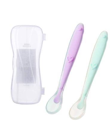 Healifty Silicone Baby Spoon Feeding Spoon Children's Spoon Porridge Spoon Baby Porridge Feeding Spoon with Box Baby Cutlery 2 Pieces - Buy Online on GoSupps.com
