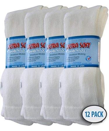 Doc Ortho Ultra Soft Loose Fit Diabetic Socks - 12 Pairs - Crew White - Men and Women X-Large - Buy Online on GoSupps.com