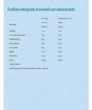  Italian Gourmet E.R. Misura Dolcesenza Set of 3 Whole Chalk Cookies with Low Glycemic Cereal Italian Whole Wheat Flour 6 Pieces of 6 Biscuits 280 g - Buy Online on GoSupps.com