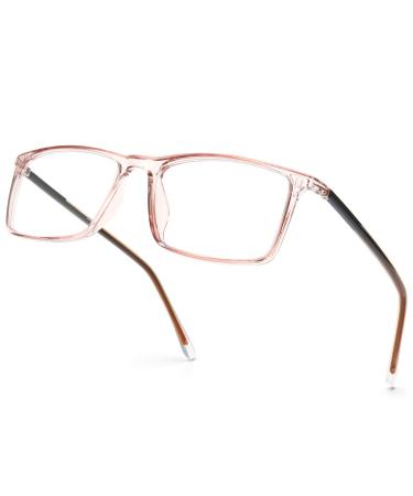 Gaoye Blue Light Blocking Glasses, Square Computer Gaming Eye-glasses Anti UV Lens Fashion Fake Frames Men Women Clear Brown Frame