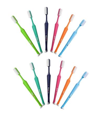 Paro S43 Toothbrush | Compact Brush Head with Soft Bristles | Exchangeable Inter Space F | 4 Rows 43 Tufts 12 Pack 12 Pack Mulitcolor
