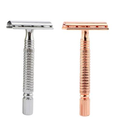 Beatifufu 2st razor beard razor cutthroat razor men facial razor tools for men body double -sided the handle is made of an aluminum alloy blade man