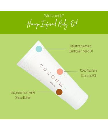 Coconu Hemp Infused Body Oil | Relaxing Massage Therapy for Couples | 3 oz Vegan Coconut Oil Blend | Edible & Fragrance-Free - Buy Online on GoSupps.com