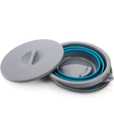 Bekith 2 Pack Collapsible Plastic Bucket with Locking Lid - 5L Portable Fishing Water Pail for Camping and Outdoor Survival - Blue Gray - Buy Online on GoSupps.com