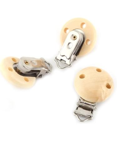 10Pcs Cute Round Wooden Baby Pacifier Clip Charms - Infant Nipple Clasps with 3 Holes | HWGING - International Shipping Available - Buy Online on GoSupps.com