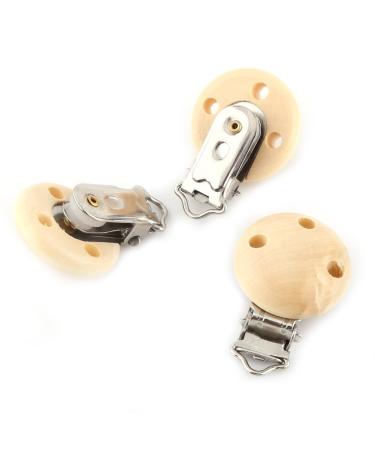 Cute Round Wooden Baby Pacifier Clip 10Pcs Natural Infant Nipple Clasps Ideal for International Shipping - Buy Online on GoSupps.com