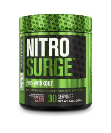 NITROSURGE Pre Workout Supplement - Endless Energy Instant Strength Gains Clear Focus Intense Pumps - Nitric Oxide Booster & Powerful Preworkout Energy Powder - 30 Servings Cotton Candy Cotton Candy 30 Servings (Pack...