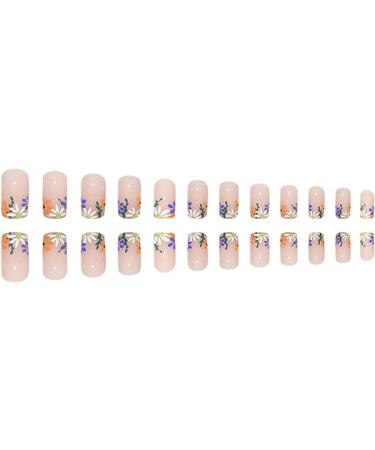 24Pcs/Box Fake Nails Press on Short Reusable with Designs Set French Artificial Wearable Fake Nail Stick-on Nails Tips Press on Nails for Wide Nail beds Long Length Cute Designs Summer - Buy Online on GoSupps.com