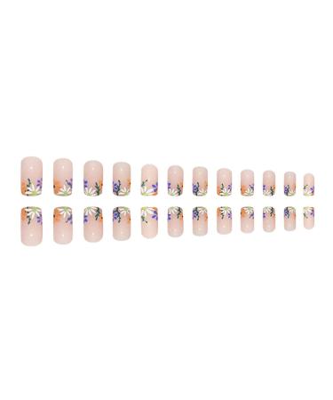 FEIlei 24Pcs Press on Nails Short Design Fake Nails Wearable Fake Nails Set for Women 4#