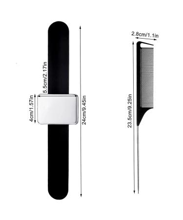 Silver Hair Selecting Ring & Steel Pin Rat Tail Combs Set with Magnetic Wrist Tool - Salon Braiding & Curling Kit - Buy Online on GoSupps.com