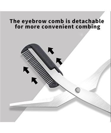 Stainless Steel Eyebrow Trimmer Scissors with Comb - Professional Precision Grooming Tool for Men and Women - Buy Online on GoSupps.com