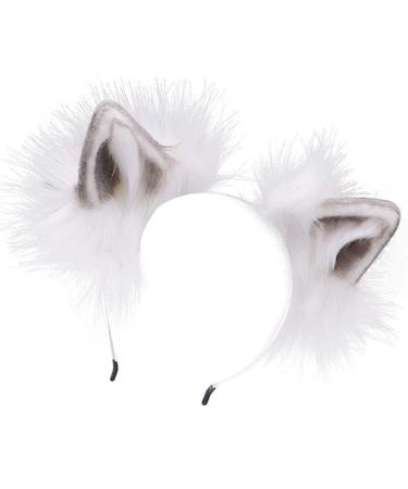 Lurrose Bunny Suit 1Pc Cat Fox Faux Ears Headband Fox Ear Hair Band Fluffy ear Hair Hoop for Women Girls Daily Decoration and Party Bunny Ears Headband Grey