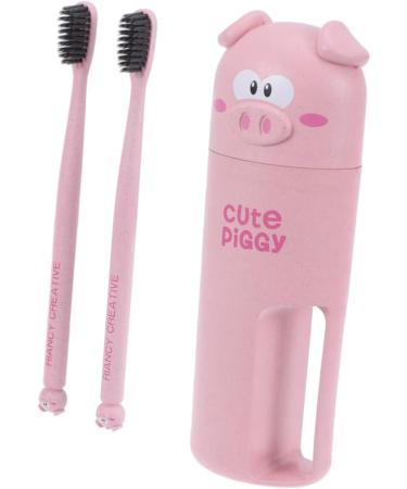 Zerodeko Cartoon Toothbrush Tumblers - Set of 2 Pink Bathroom Cups | Travel-Friendly Tooth Mugs (6.5x20.5 cm) - International Shipping Available - Buy Online on GoSupps.com