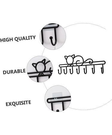 OFFSCH 7 Kitten Wall Hanging Key Fob Coat Hangers Wall Mounted Hooks Door Organizer Cupboard Storage Rack 46X14.5CM Black - Buy Online on GoSupps.com