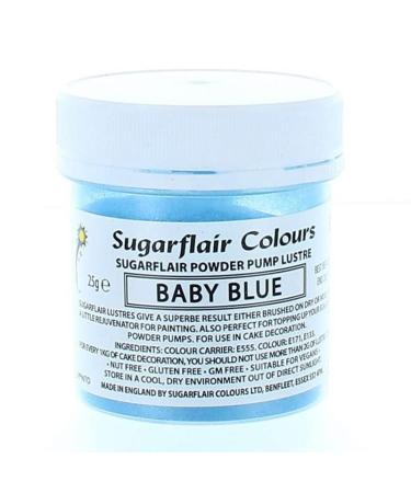 Sugarflair Colours Edible Power Pump Lustre - Baby Blue - Food Colouring Powder Edible Colour Dust Brush On Spray or Add Rejuvenator to Create Eye-Catching Paint Effect - 25g