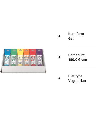 Colour Splash Food Colouring Gel Rainbow Colours 6 Set supplied in shrink wrapped retail gift box with window Easy to Use Squeezy Tubes Transform Plain Cakes Into Bright Eye-Catching Creations - Buy Online on GoSupps.com
