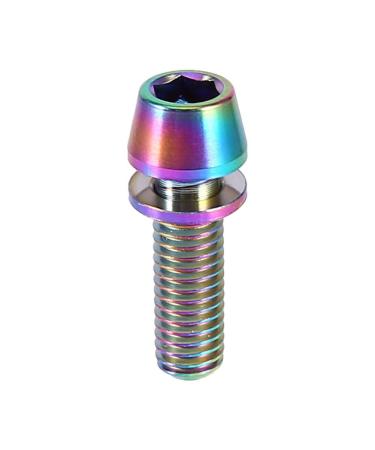 6pcs Titanium Bolts M5x16 Bicycle Stem Bolt Screws MTB Road Bike Titanium Tapered Head Bolt Screw with Washer for Mountain Bike colorful