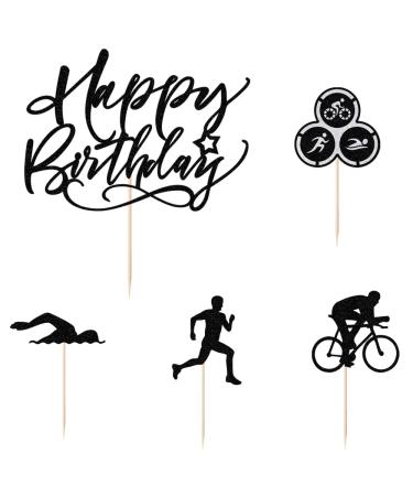 Triathlon Cupcake Toppers Sports Theme Cycling Cupcake Picks Swimming Cake Topper Running Cupcake Topper Party Decotation Supplies
