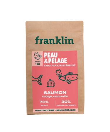Franklin – Sterilized Cat Food – Wellness Range – with 70% Salmon – Grain Free – Hypoallergenic – Skin and Coat – Size 10mm – 1 kg