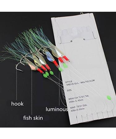 OriGlam 6pcs Luminous Fishing Rigs with Real Fish Skin, Glow Beads, and High Carbon Hooks - Ideal for Freshwater and Saltwater Fishing - Buy Online on GoSupps.com