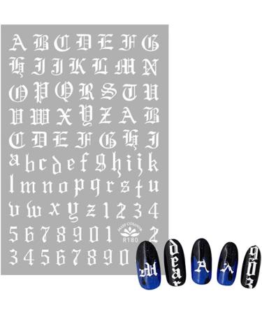 FRCOLOR 4 Sets English Number Nail Stickers Holographic Letter Nail Art Stickers Old English Alphabet Nail Decals for Women Girls DIY Nail Decoration Manicure - Buy Online on GoSupps.com
