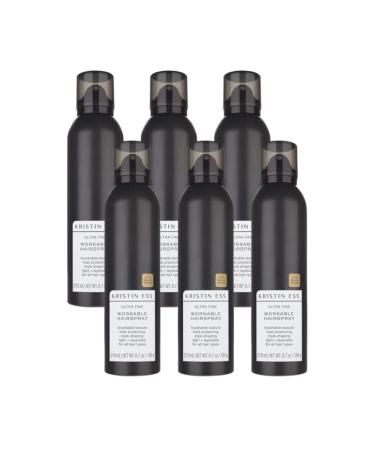 Kristin Ess Hair Ultra Fine Workable Hairspray with Heat Protectant - Buildable + Flexible Hold Style Control Brushable Texture Hair Spray Hair Styling Product 6.7 oz. (Pack of 6) 6.7 Ounce (Pack of 6)