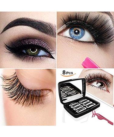 Shop Magnetic Eyelashes - Natural Look Reusable with 3 Magnets & Stainless Steel Tweezers - 2 Pairs (8 Pieces) - Color 3 - Buy Online on GoSupps.com