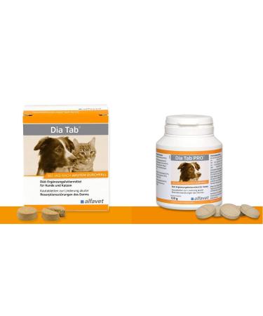 Alfavet dia Tab diet supplementary feed for dogs and cats vomiting against diarrhea 60 x 5.5g & dia Tab Pro diet supplementary feed for dogs and cats 100 g can approx. 50 tablets 60 x 5.5 g bundle withDia Tab Pro