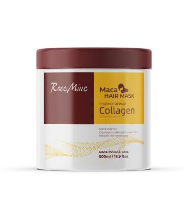 MACA Collagen Hair Repair Mask - Intensive Deep Conditioning for Dry Damaged Hair All Hair Types (16.9 fl oz) Brown
