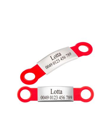 2 pieces of silicone dog brand with engraving pet-ID brand to postpone personalized animal brands for dogs and cats red s (2 Pack)