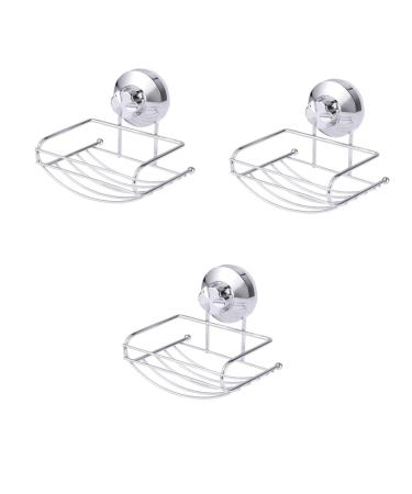 Ciieeo 3pcs Suction Soap Holder Stainless Steel Soap Holder Soap Dish with Drain Wall-mounted Soap Dish Bathroom Soap Holder Bath Soap Holder Clothing Storage Nail Free Drain
