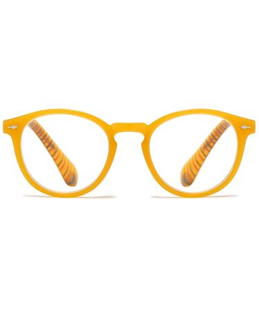 Abetos reading glasses around retro women men anti blue light reading aid Sympheal Federscharnier Mode Comfortable round large computer glasses with starch yellow 3.0 x