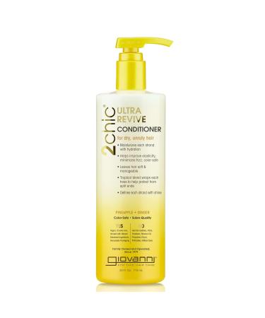 GIOVANNI 2chic Ultra-Revive Conditioner - Moisturizing Conditioner with Pineapple & Ginger Coconut Guava & Aloe Vera Helps Dry Unruly Hair Paraben Free Color Safe - 24 oz