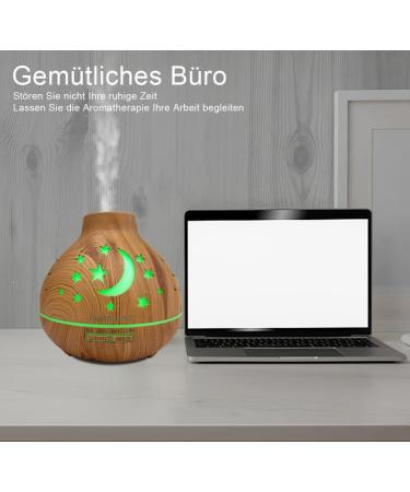 500ml Aroma Diffuser with 15 LED Colors - Essential Oil Humidifier Auto Shut-Off 3 Timing Modes - Dark Brown - Buy Online on GoSupps.com