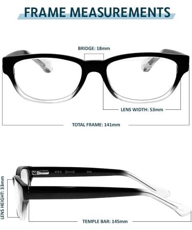 Clear Glass Reading Glasses with Real Glass Lenses | Stylish Acetate Frames | Magnification +0.25 to +3.00 - Buy Online on GoSupps.com