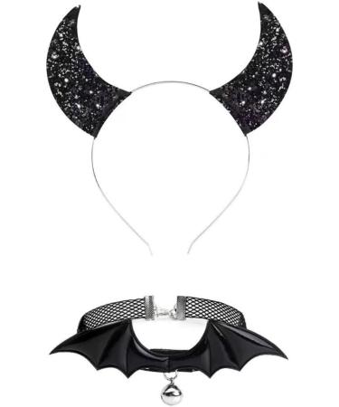 xbiez Girls Glitter Gothic Halloween Cosplay Devil Wing Headband Punk Hair Jewelry Unique Black Headwear Supplies 4 - Buy Online on GoSupps.com