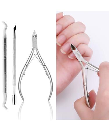 Huture Haubzangen Short corner lifter nail shaver nail shatical tongue skin tongs with double spring nipper clipper pusher scrapst stainless steel nail tongs set manicure and pedicure tools kit silver