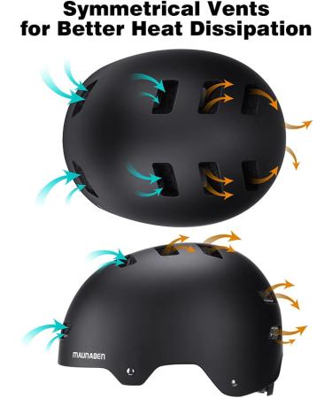 MAUNABEN Adult Youth Black Matte Medium Skateboard Helmet - Safety Certified - Buy Online on GoSupps.com