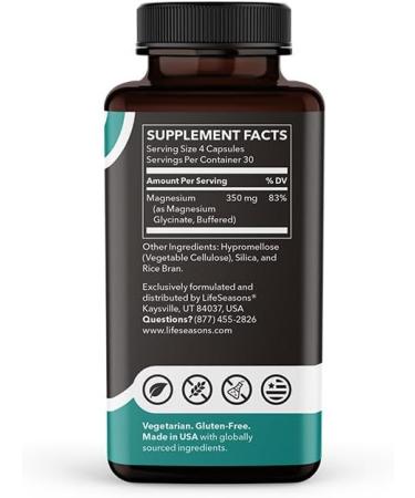 LifeSeasons Magnesium Glycinate 350mg + Anxie-T Stress Relief Supplement Supports Stress Relief Sleep Mood Heart Health Muscles & Metabolism Magnesium Glycinate 60 Capsules & 120 Capsules - Buy Online on GoSupps.com