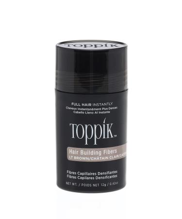 Toppik Hair Building Fibres Powder Light Brown - for A Thicker-looking Hairline Crown and Beard Instant Thinning Concealer for Men and Women 12 g (Pack of 1)