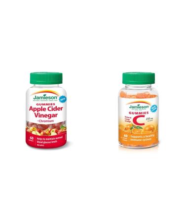 Jamieson Apple Cider Vinegar Gummies and Vitamin C Gummies Bundle (60 Count Each)